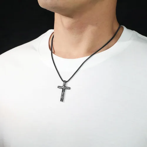 Miniatura 5 de Collar de cruz de fútbol para niños y hombres, inspirador cristiano con versículo bíblico con dije de cruz, cadena de acero inoxidable, joyería