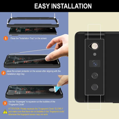 Miniatura 6 de [Compatible con huellas dactilares] Paquete de 2 protectores de pantalla de vidrio templado 3D para Google Pixel 6 Pro + 2 protectores de lente