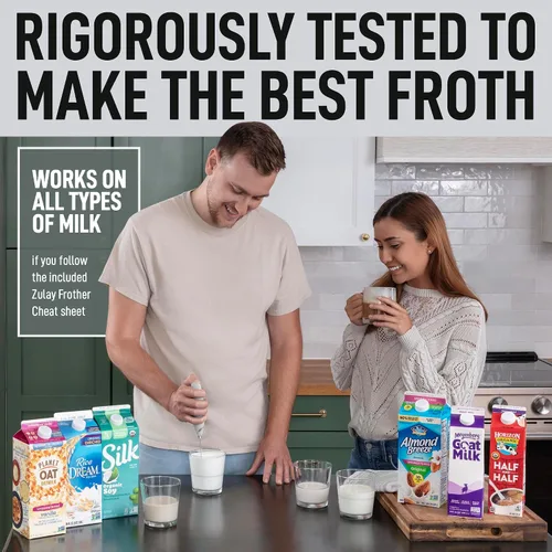 Miniatura 90 de Zulay Milk Boss Espumador de leche potente manual, hace espuma para latte, batidor para mezclar bebidas, café, miniespumador para capuchino, frappé