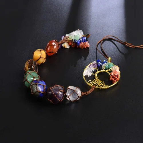 Miniatura 4 de Árbol de la vida de cristal curativo de 7 chakras para colgar en la pared, decoración de interiores, decoración de ventanas, meditación de yoga