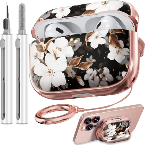 Miniatura 57 de Inesore Funda para AirPods Pro 3 2025 con cerradura, funda transparente floral para mujeres, compatible con Apple Airpods Pro de 3ª