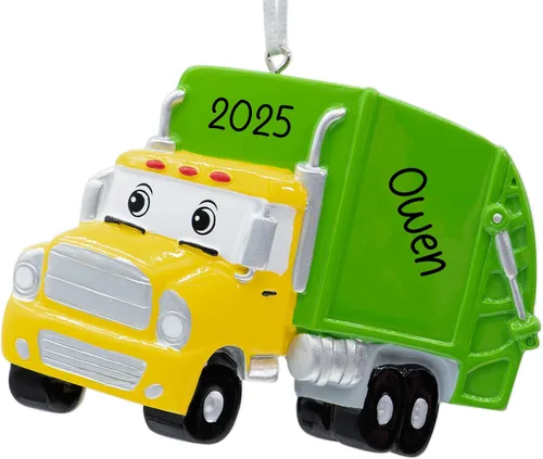 Miniatura 10 de Adorno de Navidad personalizado para retroexcavadora 2026, personalización gratuita Excavadora amarilla, excavadora poderosa, adorno de excavadora