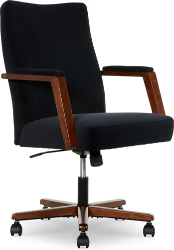 Finch NEO ONE - Silla ejecutiva ergonómica giratoria de tela de terciopelo/madera, color negro (52304-BLK)