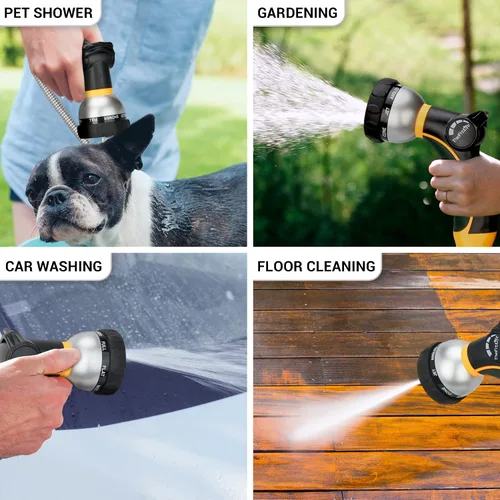 Miniatura 4 de TheFitLife Manguera de jardín de metal flexible, manguera de agua ligera de acero inoxidable de 25 pies con accesorios sólidos y boquilla rociadora