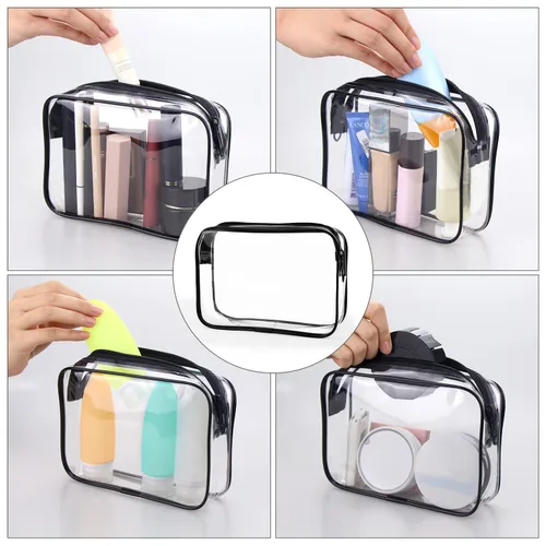 Miniatura 6 de Wedama Bolsas de cosméticos aprobadas por la TSA para hombres y mujeres, paquete de 2 con cremallera, accesorios de viaje de aeropuerto, bolsas