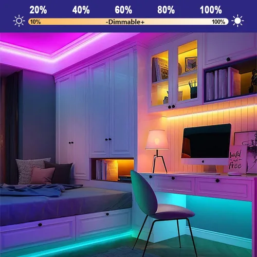 Miniatura 3 de OMIKA Tira de luces LED COB RGB de 6.6 pies, funciona con pilas, control remoto, regulable, cambio de color, tira de luces LED de batería, cortables