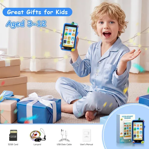 Miniatura 6 de MINIBEAR Teléfono inteligente de juguete para niños, 3.97 pulgadas, juguetes de aprendizaje de doble cámara para niños, más de 201