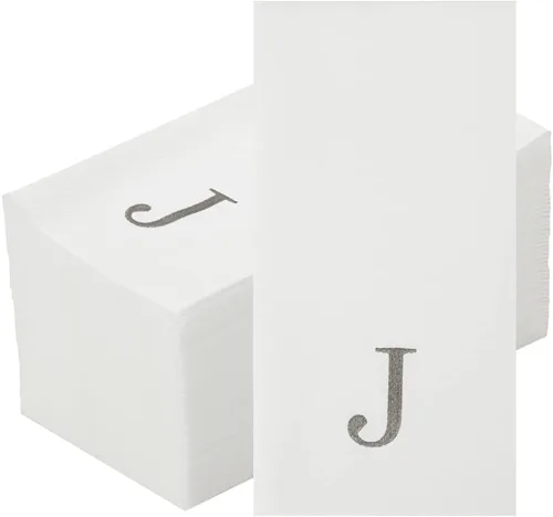 Miniatura 54 de Luxenap Toallas de invitados de tacto de lino de 15.8 X 7.9 pulgadas, 50 toallas de mano con letras - Letra dorada "S", fuente sans serif