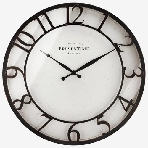 Miniatura 20 de Presentime & Co - Reloj de pared de la serie Farmhouse de 21 pulgadas, estilo Shiplap, número arábigo 3D elevado, acabado galvanizado. Decoración
