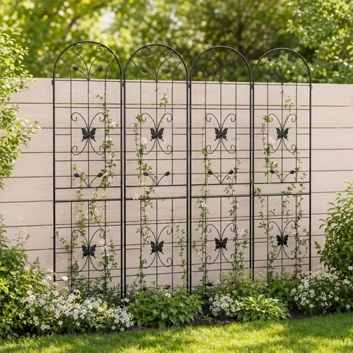 Miniatura 29 de Paquete de 4 enrejados de jardín de metal de 71" de altura, cerca de jardín, enrejado a prueba de óxido para plantas trepadoras, soporte de rosas