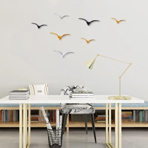 Miniatura 4 de La La Pet® Decoración de pared de ganso salvaje, esculturas de pájaros voladores de cerámica, adorno de pared 3D, decoración costera para colgar