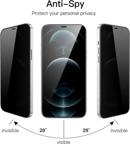 Miniatura 3 de JETech Protector de pantalla de cobertura completa de privacidad para iPhone 12 Pro Max de 6.7 pulgadas, película de vidrio templado antiespía