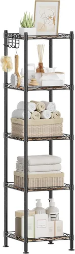 Miniatura 22 de SONGMICS Unidad de almacenamiento de 7 niveles, estantería de alambre, estante de metal de cocina con estantes ajustables, revestimientos de Negro