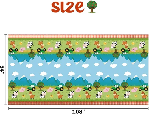 Miniatura 3 de WERNNSAI 2 manteles de granja – Decoración de cumpleaños de animales de granja, mantel de fiesta de animales, decoración de cumpleaños para niños