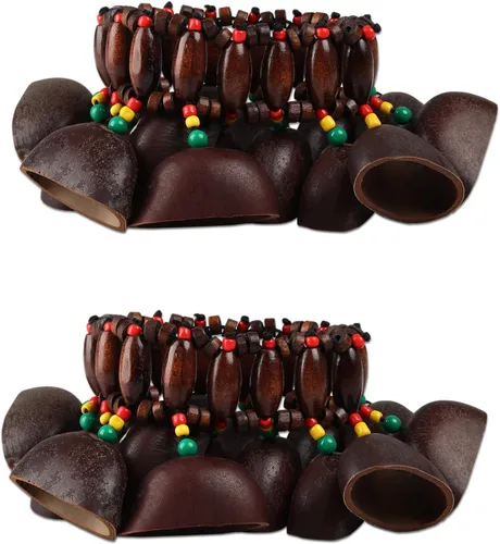 Miniatura 11 de Pulsera tobillera con sonajero de semillas de Cacho, 2 PCS pulsera africana shaker de cáscara de nuez, accesorios de percusión natural, instrumento