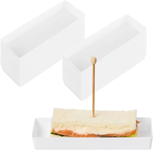 Miniatura 18 de Restaurantware Mini platos de degustación de 5.2 x 1.8 pulgadas, 100 platos rectangulares desechables de plástico, platos de plástico transparente
