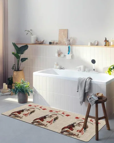 Miniatura 5 de Tapete de baño de Papá Noel para bañera, antideslizante, de secado rápido y absorbente, tierra de diatomeas, fregadero, dormitorio, cocina, lavable