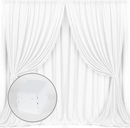 Miniatura 17 de MYSKY HOME Cortinas de 10 pies x 10 pies Verde Cazador Cortinas de Fondo para Fiestas Bodas Escenario Cortinas con Bolsillo para Barra Cortinas