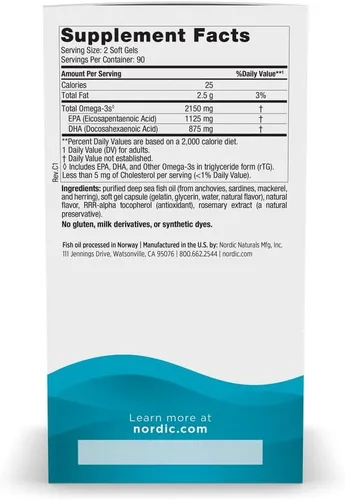 Miniatura 2 de Nordic Naturals Ultimate Omega 2X, sabor a limón, 180 geles suaves, 2150 mg de omega-3, aceite de pescado de alta potencia con EPA y DHA, promueve