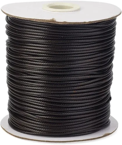 Miniatura 8 de Cheriswelry 90 yardas/rollo de 0.079 pulgadas, cordón encerado negro de poliéster coreano, joyería de cuentas, hilos para manualidades, cuerda