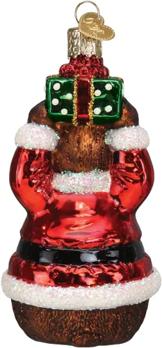 Miniatura 2 de Old World Christmas Adorno de cristal soplado de oso de Navidad para árbol de Navidad, decoración navideña artesanal, colección de animales de vida