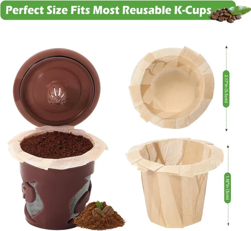 Miniatura 5 de Aussen Filtros de papel desechables para café, reemplazo para filtros Keurig, compatible con todos los filtros de una sola porción de Keurig, Natural
