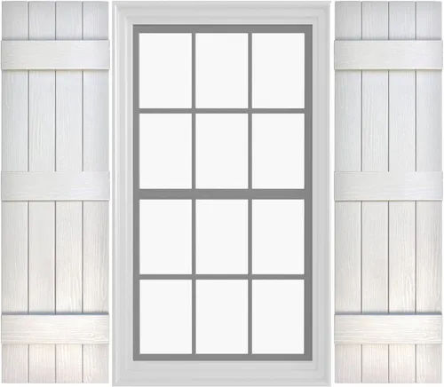 Miniatura 12 de Persianas de Vinilo Board & Batten (1 Par) 11"x31" (3-Tableros) - Negro Cosmos/Pintable Persianas Exteriores para Ventanas Incluye Herrajes