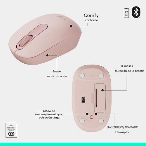 Miniatura 7 de Logitech MK250 Combo de Teclado y Ratón Inalámbrico Bluetooth: Conectividad Rápida y Fácil, Teclado Inalámbrico Compacto, Ratón Ambidiestro, Rosa