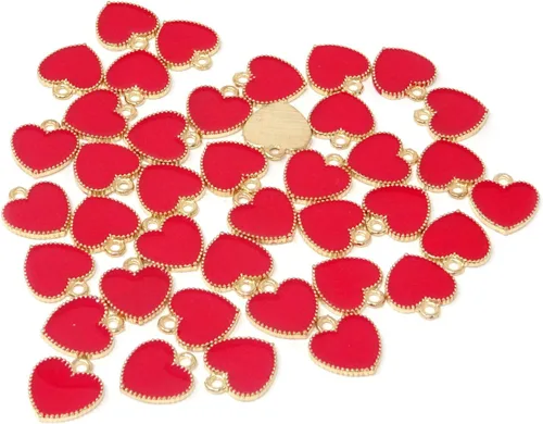 Miniatura 10 de Honbay 40 piezas de encantos de aleación de esmalte colgante encantos delicados lindos en forma de corazón de amor colgantes del día de San Valentín