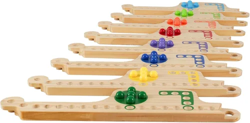 Versión Mejorada Juego de Tablero de Clavijas y Jokers Entrelazadas de Madera, Juego Portátil de Canicas y Jokers Multijugador con Cartas para 8