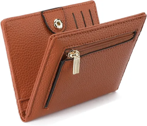 Miniatura 8 de GAEKEAO Billetera delgada para mujer, tarjetero con bloqueo RFID, billetera plegable con bolsillo para monedas con cremallera, ventana