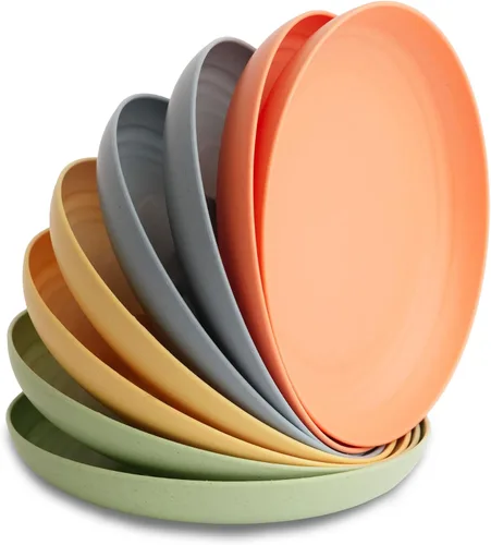 Miniatura 25 de Nook Theory Juego de 8 platos reutilizables de paja de trigo - Platos de cena no tóxicos y sin plástico para niños y adultos, plato ligero
