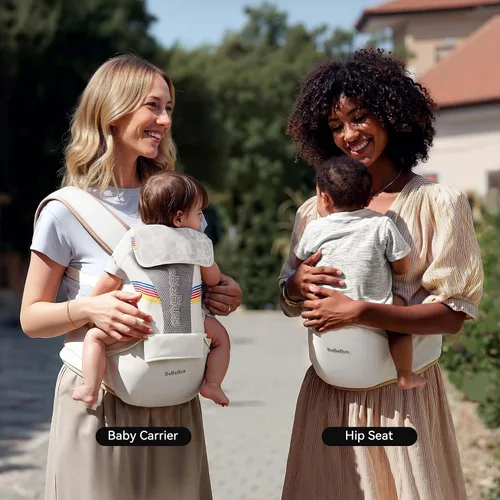 Miniatura 2 de Baby Carrier with Hip Seat, BeBeBus 2-in-1 Ergonomic Newborn to Toddler Carrier up to 44 lbs, Detachable Hands-Free for Infant, All Season Carry