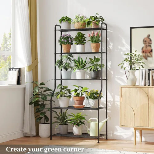 Miniatura 4 de Kitsanery Soporte para plantas de interior y exterior para múltiples plantas, estante de metal resistente de 5 niveles, escalera grande para jardín
