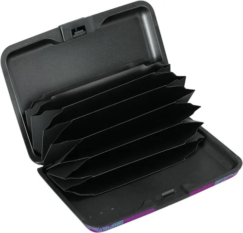 Miniatura 79 de ELFISH Mini cartera de aluminio RFID para tarjetas de crédito, funda de identificación de metal para hombres y mujeres, Happy Flower, Cartera Rfid