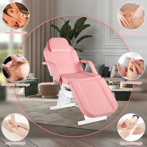 Miniatura 8 de Silla de tatuaje Silla facial para cliente ajustable 73 pulgadas cama de masaje spa esteticista con taburete para belleza tatuaje pestañas negro