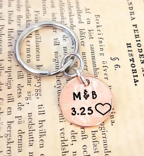 Miniatura 4 de Tucker's Trinkets And Treasures Personalized Anniversary Year Penny Key Chain, Anniversary Date, Name, Initials, Personalized