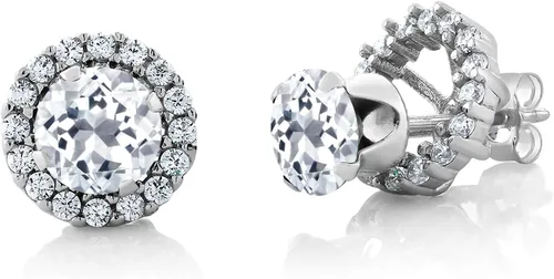 Miniatura 111 de Gem Stone King Aretes redondos de plata de ley 925 de 0.236 in con piedra natal extraíble para mujer
