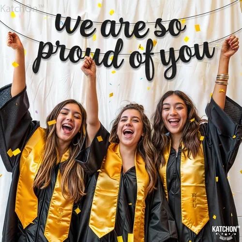 Miniatura 4 de KatchOn, Cartel de fieltro con la frase "We are So Proud of You", 8 pies, No DIY Cartel de felicitación 2026, 2026 decoraciones de graduación We