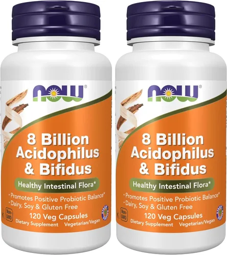 Miniatura 10 de NOW Foods Suplementos, 8 mil millones de acidophilus y bifidus, libres de lácteos, soya y gluten, cepa verificada, 120 cápsulas veganas