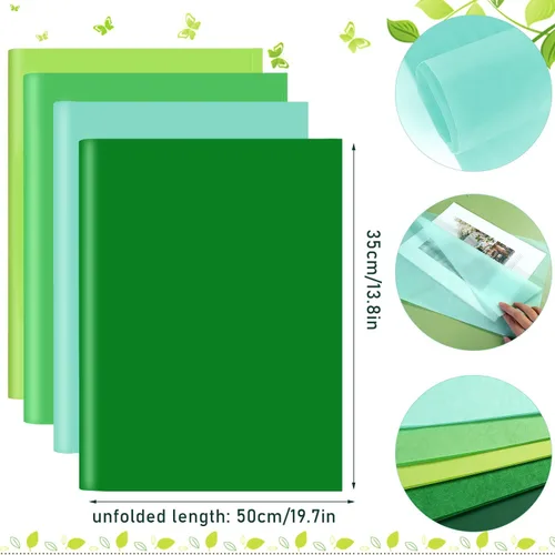 Miniatura 6 de 100 hojas de papel de seda verde a granel para bolsas de regalo, 20 x 14 pulgadas, papel de seda para regalo para el día de San Patricio, Navidad