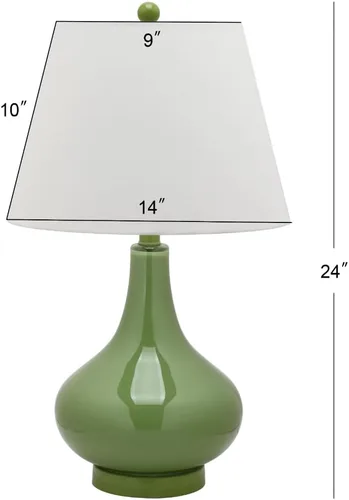 Miniatura 3 de SAFAVIEH Lighting Collection Amy - Juego de 2 lámparas de mesa con cristal de calabaza plateada contemporánea de 24 pulgadas para dormitorio, sala