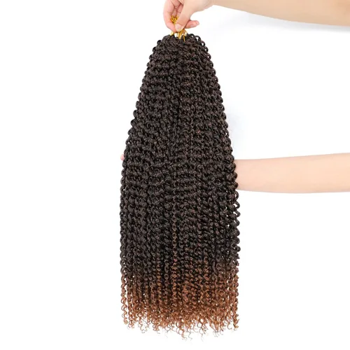 Miniatura 54 de Dansama - 7 paquetes de extensiones de cabello trenzado ondulado Passion Twist, extensiones de cabello de trenzas con ganchillo estilo mariposa, #1B