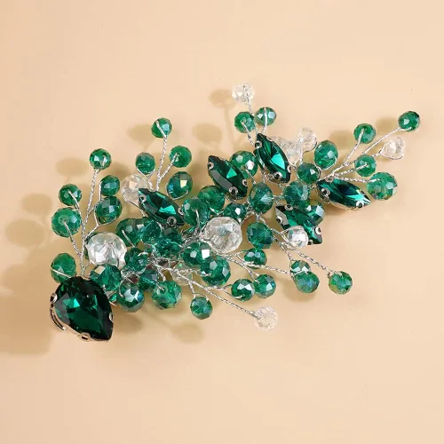 Miniatura 11 de Xerling Pinzas para el cabello de cristal negro para novias, bodas, piezas de pelo con diamantes de imitación, accesorios plateados para el cabello