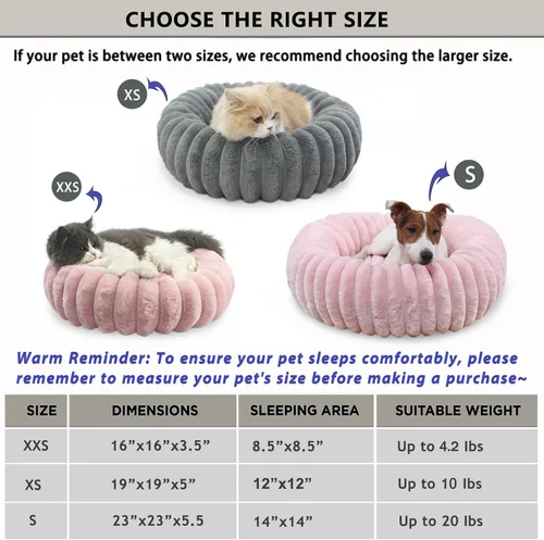 Miniatura 4 de Camas rosadas para cachorros pequeños y gatitos, lavables, suaves y cómodas, cama para perros con lados para gatos de interior, cama redonda