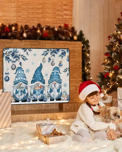 Miniatura 2 de Cubierta magnética azul para chimenea, detiene la pérdida de calor, pantalla de chimenea para interiores, bolas de gnomos de Navidad, árbol de copo
