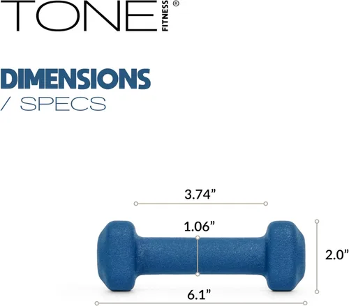 Miniatura 21 de Tone Fitness Pares de Mancuernas de Pesas de Neopreno con Cabeza Cuadrada Antirrodamiento Múltiples Opciones Azul