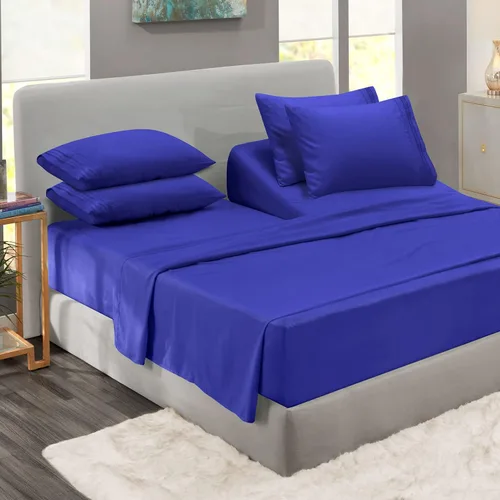 Miniatura 90 de Clara Clark - Juego de sábanas King con Flex Top, 6 piezas - Sábanas de lujo para cama King con cabeza dividida, juego de cama súper suave, King