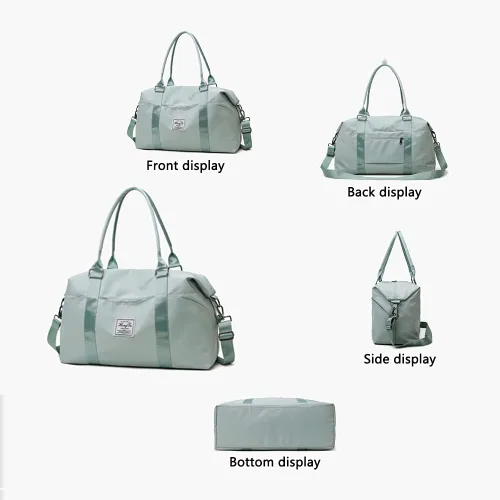 Miniatura 9 de KARRESLY Bolsa de viaje para mujer, bolsa de hombro para fin de semana, bolsa de deporte, gimnasio, bolsa de mano, impermeable, Beige