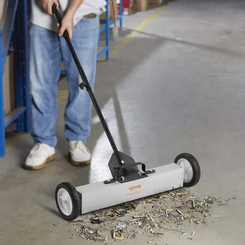 Miniatura 8 de VEVOR Barredora Magnética Rodante con Ruedas, 50 Libras 24 Pulgadas Barredora de Césped con Imán Grande con Mango Telescópico, Barredora Magnética
